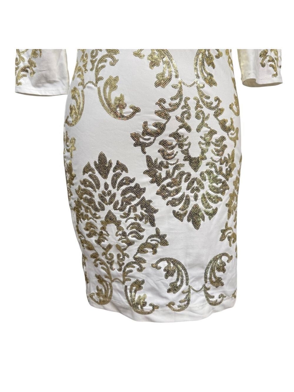B Darlin White Sequin Dress Size 9/10 Long Sleeve Cocktail - Picture 3 of 9